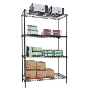 Steel <b>Wire</b> Shelving Unit - 1200x450mm - 4 <b>shelves</b> - Black - Product Image 3