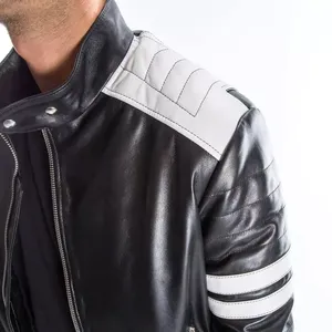 แจ็กเก็ตหนังฤดูหนาวสำหรับผู้ชาย,แจ็กเก็ตหนังติดป้ายโลโก้และ Privet กันลมได้ทุกขนาดที่มีสไตล์ - Product Image 3