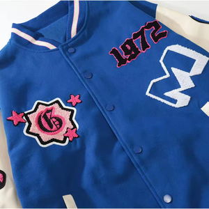 Veste de baseball pour homme de haute qualité personnalisée OEM, veste de baseball lourde avec broderie en chenille contrastée, veste de baseball Lightman - Product Image 6