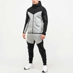 Vente en gros OEM Premium Quality Patchwork Full Zip Up Hoodie Jogger Tracksuits Private Labels et Logo 2 Piece Sweatsuit Set - Product Image 1