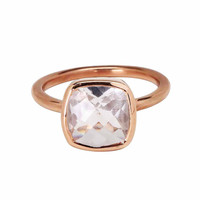 10mm cristal clair Quartz anneaux 925 argent Sterling pince ensemble à la main clair Quartz pierre de naissance anneau bijoux fournisseurs en gros