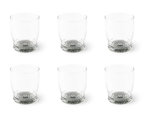 Durable Glass Drinkware Set of 6 Glasses 340 ml Transparent & Decorated Bottom Bohemian Pattern Modern Bohem Noir by Excelsa - Product Image 1
