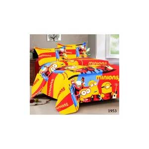 Indische Baumwolle Bettwäsche Kinder Bettwäsche Set Cartoon bedruckte weiche Baumwolle Bettlaken mit zwei Kissen bezügen Doppelbett laken