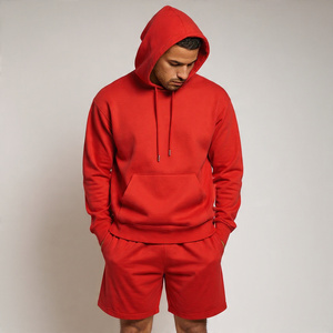 Ensemble sweat à capuche d'hiver pour hommes Streetwear d'hiver Fleece Hood Top Jogger Sweat Shorts Set Men - Product Image 6