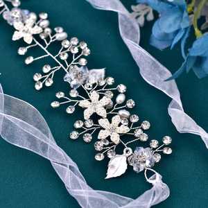 ที่คาดผมคริสตัลสีเงินของ Bridella BHP236-S ประดับพลอยเทียมและไข่มุก-ใส่สบายสำหรับงานพรอมงานแต่งงานและงานที่เป็นทางการ - Product Image 1