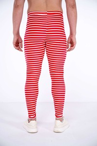 Concevez votre propre 100% Polyester tissu extensible hommes rouge et blanc rayé Legging course Compression Gym Yoga pantalon - Product Image 5