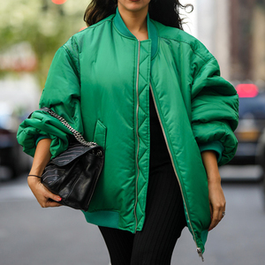 Amriss Custom Women's Trendy Baggy Bomber Chaquetas Transpirable Liso Teñido Prendas de abrigo Ropa de moda Fabricante de Bangladesh - Product Image 6