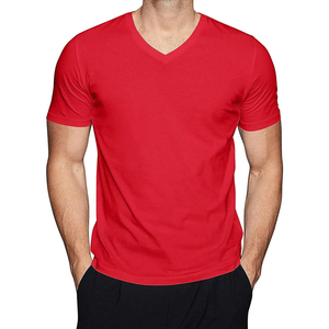 T-shirt professionnel pour homme à col en V, respirant, 100 % coton, design simple et de haute qualité, coupe oversize, uni, pas cher, avec faible MOQ - Product Image 1