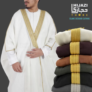 Exportadores indios Tamaño personalizado Premium Hombres Thobes Estilo árabe tradicional Algodón transpirable Hecho para bodas - Product Image 2