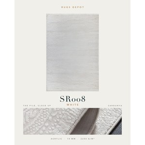 พรมอะคริลิคขายส่ง SARDUNYA SR008 สีขาว ผลิตด้วยเครื่องจักร พรมตุรกีสำหรับห้องนั่งเล่น โครงการโรงแรม - Product Image 2