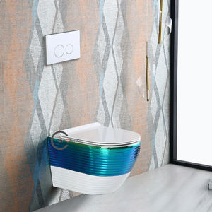 Toilettes en céramique colorées, toilettes suspendues, forme ronde, toilettes murales - Product Image 1