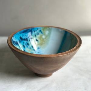 Bol à mélanger en bois de manga massif, personnalisé avec impression sur mesure, à salade de Fruits, avec cuillère, Set de service - Product Image 6