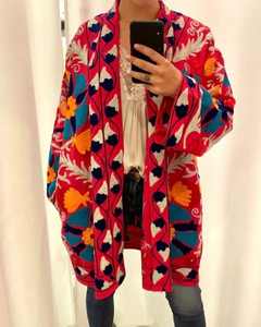 Veste en coton brodée Suzani pour femmes, longues vestes avec des caractéristiques de vêtements d'hiver pour le printemps, taille unique, robe d'été, cadeau - Product Image 1