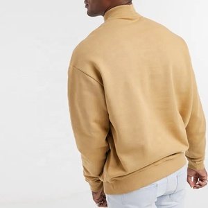 Sudadera de invierno de franela 2025 para hombre, cuello de tortuga de algodón pesado, diseño liso de gran tamaño con bordado personalizado de costilla gruesa - Product Image 3