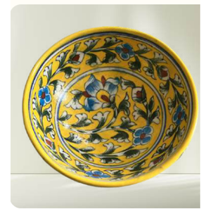 Modern 8-Inch Yellow Ceramic Bowl with Intricate Designs Striking Colorful Accents for Dinnerware Table <b>Settings</b> - Product Image 2