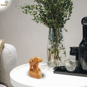 Sculpture d'âne en bois d'olivier sculptée à la main, 18 cm, figurine de taureau en bois faite à la main, animal de la Nativité, vente en gros de Bethléem - Product Image 6