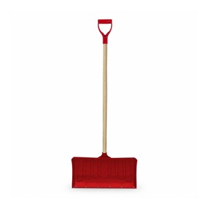 Longue pelle à neige manuelle en plastique pour l'hiver avec manche en bois, outil de déneigement rouge pour le jardin - Product Image 4
