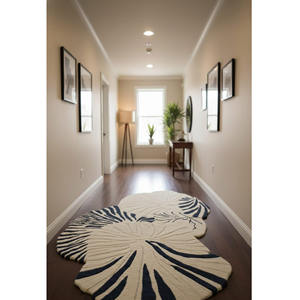 Custom Luxury Irregular Leaf Shape Hand Tufted Wool Area <b>Rug</b> for Modern Living Room Decor Latex Backing New Year Gift - Product Image 4