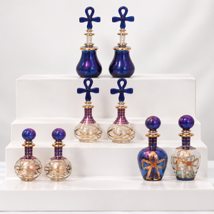 Botellas de Perfume de Vidrio Egipcias de Lujo - Decoración Dorada Única - Product Image 1