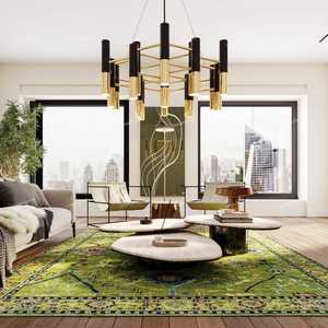 Tapis oriental vert noué à la main motif géométrique floral traditionnel tapis en laine tapis de Style Vintage pour salon chambre - Product Image 2