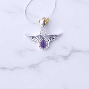 Magnifiques pendentifs en argent 925 avec pierres précieuses naturelles, design Ailes, vente en gros - Product Image 4