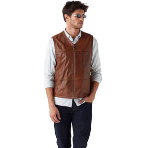 Gilet en cuir pour moto personnalisé respirant pour hommes, gilet en cuir de haute qualité pour hommes, gilet en cuir de course de moto en plein air - Product Image 1