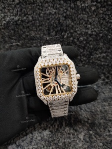 Def นาฬิกาข้อมือแฟชั่น VVS Moissanite ประดับเพชรฮิปฮอปโชว์หน้าอกดูหรูหราลงทำจากสเตนเลสสตีล - Product Image 2