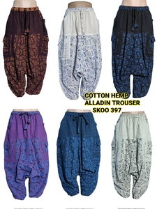 Aladdin กางเกงผ้าฝ้ายสไตล์โบฮีเมียนสำหรับใส่เที่ยวเล่นโยคะลำลองมีหลายสีพื้น - Product Image 4