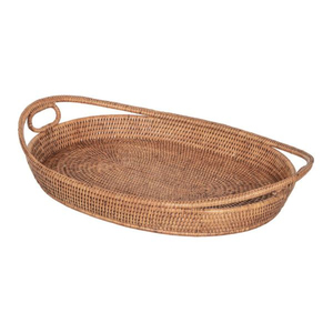 Plateau en rotin dernier modèle avec poignée en corde, parfait pour le service des aliments et la vaisselle. - Product Image 5
