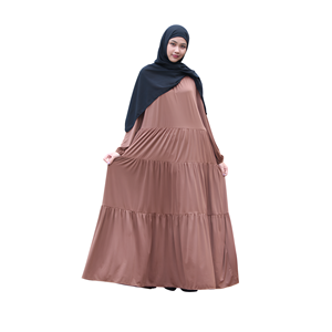 Zevanya haute qualité modeste longue robe en crêpe pour les femmes musulmanes Durable ethnique écologique Anti-rides asymétrique Silhouette - Product Image 6