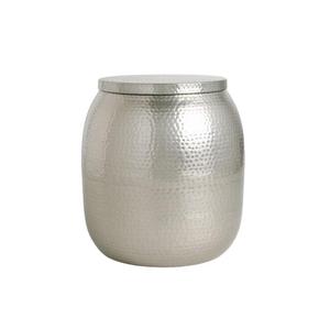 Luxury <b>Art</b> <b>Deco</b> Stainless Steel Outdoor Drum Side Table with Tabletop <b>Vase</b> Function - Product Image 5