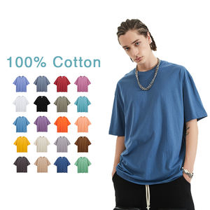 T-shirt à manches courtes en pur coton Summer Trendy Loose Solid Color Support Ajoutez votre propre logo T-shirt de sérigraphie pour hommes - Product Image 3