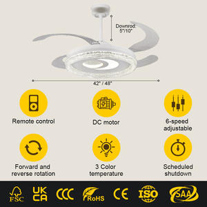 # 3306 Venta al por mayor de fábrica Lámpara de araña con ventilador de 42" 48" Ventiladores de techo LED retráctiles con control remoto Motor DC Abanicos de Techo - Product Image 2