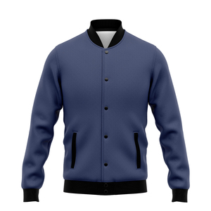 เสื้อแจ็คเก็ตผู้ชายปักลายโลโก้เชนิลล์ ติดกระดุมและซิป สำหรับออกกำลังกาย ดีไซน์สตรีทแวร์ - Product Image 4