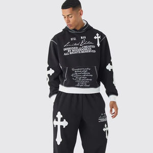 ชุดวอร์มกางเกงวอร์มและเสื้อฮู้ดผ้าคอตตอนและเสื้อสวมหัวชุดวอร์มมีโลโก้คุณภาพสูงของผู้ชาย - Product Image 1