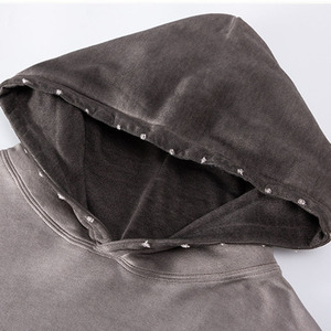 High Quality <b>Hip</b> Hop Style logo Custom Retro Oversize Heavy Cotton Plain Pullover Hoodies - Product Image 5