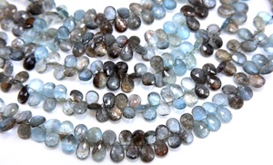 Moss Aquamarine Facettes Poire Forme Perles Naturelles Fait à la Main 10''inch Fabrication de Bijoux Perles Taille 9X7MM À 10X7MM Environ. - Product Image 5