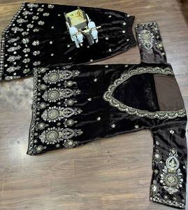 Diseñador 2025 mujeres Sexy terciopelo estilo Bollywood Salwar Kameez fiesta desgaste fusión superior inferior bordado lentejuelas trabajo indio - Product Image 2