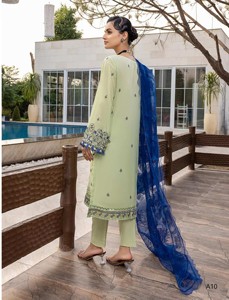 Robe de soirée 3 pièces pour femmes musulmanes et indiennes, vêtements de fête, salwar kameez avec col brodé - Product Image 4