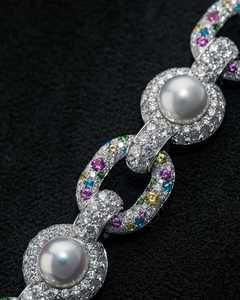 Colgante de Hip Hop con Nombre Personalizado, Plata 925, Perla, Cadena Cubana, Letra con Moissanita, Chapado en Oro Rosa, Certificado GRA, para Mujer - Product Image 5