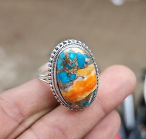 Anillo de Plata de Ley 925 con Turquesa, Hecho a Mano, Estilo Boho, Joyería para Mujer, Regalo de Boda para Esposa, Chapado en Rodio, para Fiesta - Product Image 3