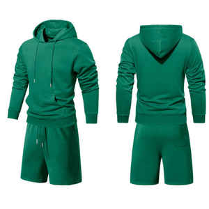 Venta al por mayor personalizado pulóver sudaderas con capucha pantalones cortos y Sudadera con capucha Jogger Set Unisex alta calidad francés Terry 100% algodón hombres Sudadera con capucha conjunto corto - Product Image 3