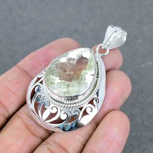 Pendentif pierres précieuses naturelles améthyste verte avec placage argent colliers en laiton breloque en vrac pour la fabrication de bijoux de fête - Product Image 3