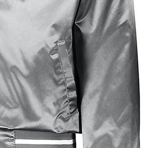 <b>Silver</b> Grey Unisex Bomber <b>Jacket</b> Satin Windproof Waterproof Breathable Spring Reversible Quick Dry V-neck Zipper Closure Front - Product Image 3