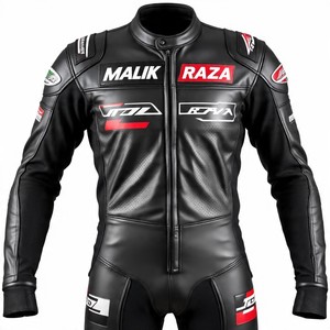 Traje de dos piezas de cuero de motocicleta premium-Acabado de lujo, hecho en Pakistán por Malik Raza, personalización completa - Product Image 6