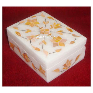 Nuevo producto de incrustaciones, joyero con Incrustaciones de nácar naranja Natural de mármol hecho a mano para un aspecto atractivo al mejor precio en el comprador - Product Image 1