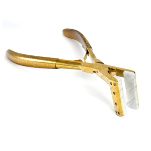 Ergonomic Gold Tape-in Press Pliers <b>Hair</b> Extension <b>Tools</b> - Comfortable Grip for Precise <b>Hair</b> <b>Styling</b> - Product Image 1