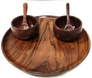 Ensemble de bols à fruits secs en bois de manguier poli avec écorce d'arbre moderne écologique et élégant - Product Image 5