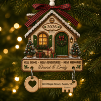EffiPrint Impression à la Demande : Ornement en Bois Personnalisé avec Étiquette pour Accrocher sur l'Arbre de Noël, le Cheminée ou la Vitrine