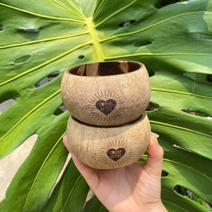 100% Ensemble de bols en noix de coco polie naturelle Ustensiles de cuisine écologiques avec logo personnalisé Artisanat à bas quantité minimale de commande Vietnam, y compris cuillère fourchette - Product Image 5